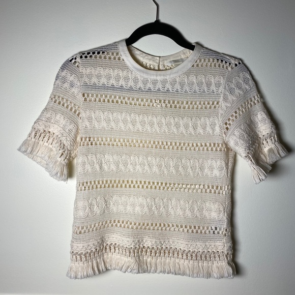H&M Tops - White Crochet Shirt